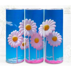 3d tumbler wrap sublimation florals, 300dpi straight skinny 20 oz tumbler wrap, 3d design, commercial use