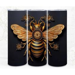 3d quilling tumbler wrap sublimation, metallic bee digital art file, png 300 dpi, 3d design, commercial use, tumbler cov