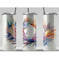 bird of paradise watercolor 2 digital art print, sublimation, straight skinny 20 oz tumbler wrap, fabrics, wall art, pod