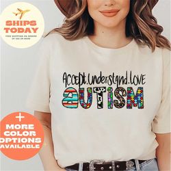 accept love understand autism acceptance shirt, autism awareness mom shirt, autism mama shirt, aba therapist shirt, auti