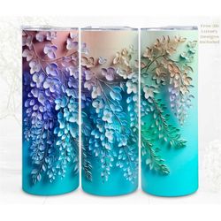 3d tumbler wrap sublimation pastels wisteria, 300dpi straight skinny 20 oz tumbler wrap, 3d design, commercial use