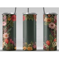 spring florals digital art print, sublimation, straight skinny 20 oz tumbler wrap, fabrics, wall art, pod, instant downl