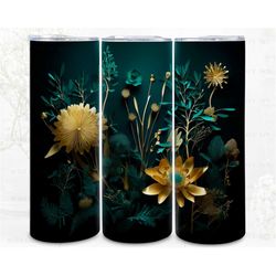 3d wild flowers illusion digital art print, sublimation, straight skinny 20 oz tumbler wrap, fabrics, wall art, pod, ins