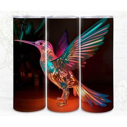 3d tumbler wrap sublimation, hummingbird paper craft digital art file, png 300 dpi, 3d design, commercial use