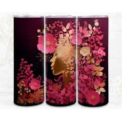 3d wild flowers silhoutte digital art, sublimation, 300dpi straight skinny 20 oz tumbler wrap, fabrics, pod, sublimate,
