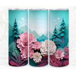 3d tumbler wrap quilling sublimation, paper craft forest  image paper craft png 300 dpi,  art commercial use