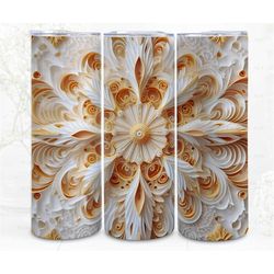 3d tumbler wrap quilling sublimation, fantasy floral filigree  image paper craft png 300 dpi,  art commercial use