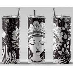 tribal princess digital art print, sublimation, straight skinny 20 oz tumbler wrap, fabrics, wall art, pod, instant down