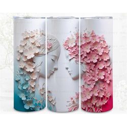 3d wild floral illusion digital art print, sublimation, straight skinny 20 oz tumbler wrap, fabrics, wall art, pod, inst