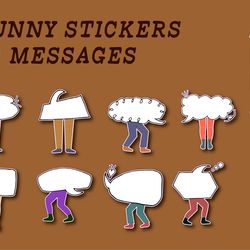 8 fun stickers for different messages on legs.