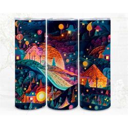 3d tumbler wrap sublimation, night sky quilling digital file, png 300 dpi, 3d art instant download commercial use