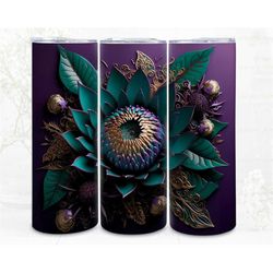 3d tumbler wrap sublimation, violet digital file, png 300 dpi, 3d art instant download commercial use, floral tumbler
