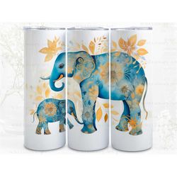 elephant mom and baby (1) digital art print, sublimation, straight skinny 20 oz tumbler wrap, fabrics, wall art, pod, in