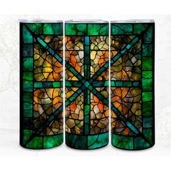 Stained Glass Tumbler Wrap Sublimation, Camo Goth Image PNG 300 Dpi, POD Art Commercial Use
