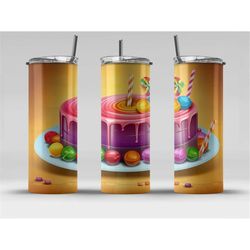 candy cake digital art print, sublimation, straight skinny 20 oz tumbler wrap, fabrics, wall art, pod, commercial use