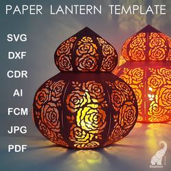 Big 3D paper lantern SVG cut files for Cricut, DXF for Silhouette, FCM for Brother cutting files