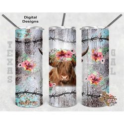 highland cow png, highland cow tumbler design, western png, 20 oz skinny tumbler sublimation design, seamless pattern