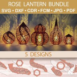 Rose Lantern Bundle - 5 designs - 3D paper lantern cut files