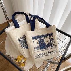 tote bag london books, canvas bag, shoulder bag, ecological bio bag fashion