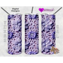 3d tumbler wrap, crocheted flowers tumbler wrap, 20oz sublimation tumbler png, seamless design