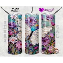 butterfly tumbler wrap, painted tumbler wrap, watercolor tumbler wrap, 20oz sublimation tumbler png, seamless design