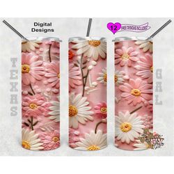 3d tumbler wrap, embroidery flowers tumbler wrap, 20oz sublimation tumbler png, digital download, seamless design