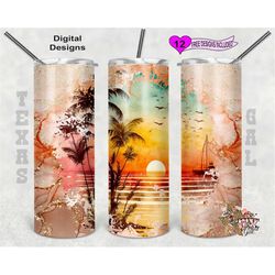 Beach Tumbler PNG, Beach Tumbler Wrap, Beach Sunset PNG, Seamless Design, Sublimation Tumbler Wrap, Digital Download