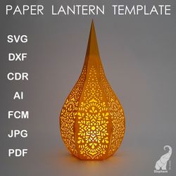 3D paper lantern with mandala ornament template – SVG for Cricut, DXF for Silhouette, FCM for Brother, PDF cut files