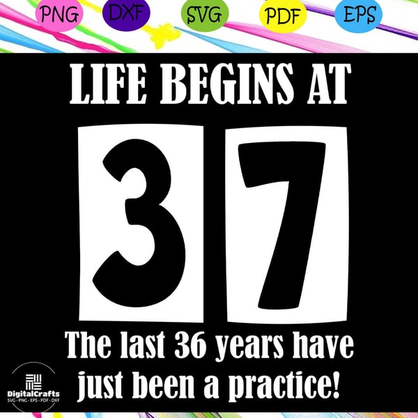 Life Begins At 37 Svg, Happy Birthday 37th Svg, 37 Years Old | Inspire ...