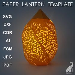 3D paper lantern with mandala ornament SVG cut files for Cricut, DXF for Silhouette, FCM for Brother, PDF cutting files