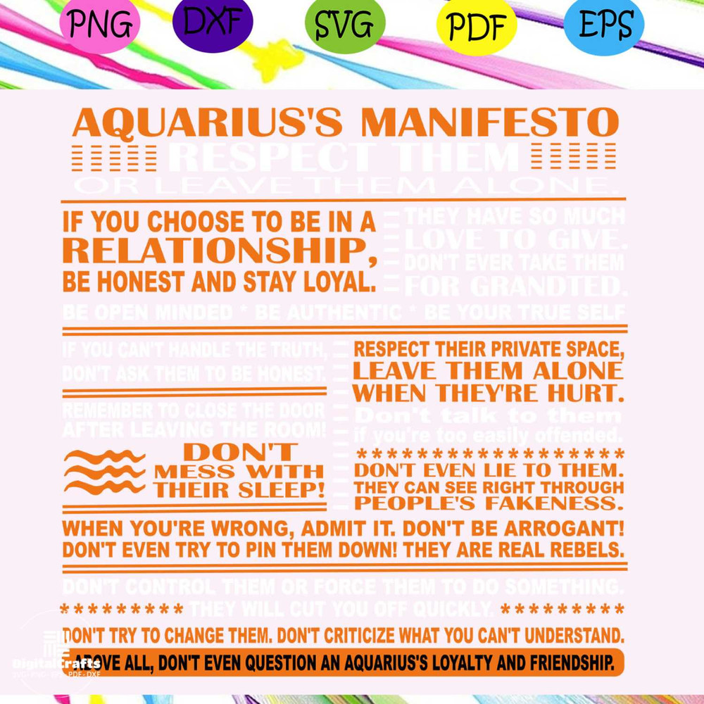 Aquariuss manifesto respect them birthday svg birthday gift birthday anniversary birthday party