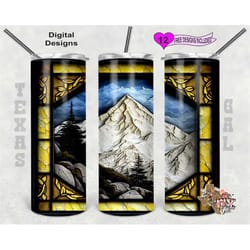 stain glass tumbler wrap, mountain tumbler png, seamless design, sublimation tumbler wrap, digital download