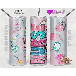 20 oz skinny tumbler nurse sublimation design png instant digital only