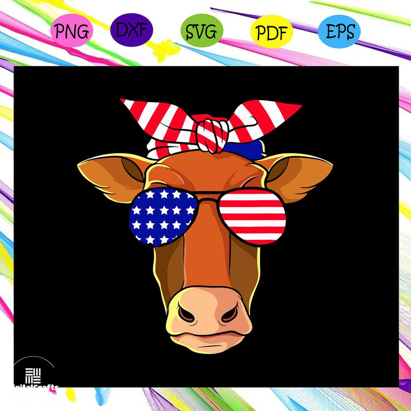 Heifer with sunglasses america flag independence day svg happy 4th of july patriotic svg july 4t