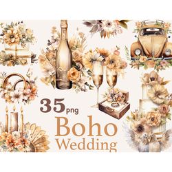 boho wedding clipart | bridal bouquet illustration png