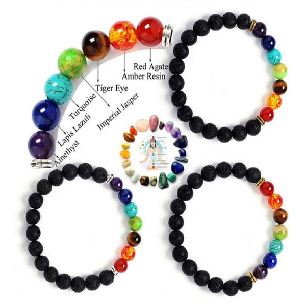 7 Chakra Beaded Bracelet Natural Lava Stone Healing Balance Beads2.jpg