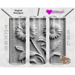 3d tumbler wrap, sunflowers tumbler wrap, 20 oz skinny tumbler sublimation design, seamless design