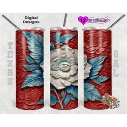 3d tumbler wrap, patriotic flower tumbler wrap, 20 oz skinny tumbler sublimation design