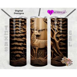 Wood Tumbler Wrap, Deer Tumbler PNG,  20oz Sublimation Tumbler Wrap, Digital Download, Seamless Design