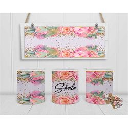 floral low ball 10oz straight sublimation design png instant digital only