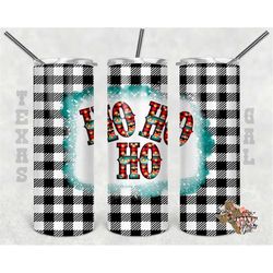 20 oz skinny tumbler ho ho ho christmas black buffalo plaid sublimation design png instant digital only