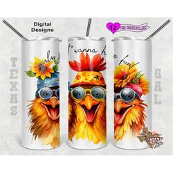 chickens tumbler wrap, girls just wanna have fun wrap, watercolor tumbler wrap, 20 oz skinny tumbler sublimation design,