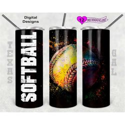 softball tumbler wrap, 20 oz skinny tumbler sublimation design, seamless pattern
