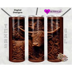 highland cow tumbler wrap, wood tumbler png, 20oz sublimation tumbler wrap, digital download