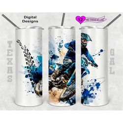 dirt bike tumbler wrap, watercolor tumbler wrap, 20 oz skinny tumbler sublimation design, seamless design