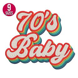 70's Baby embroidery design, Vintage, Machine embroidery pattern, Instant Download