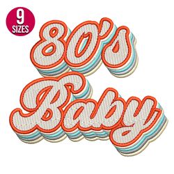 80's Baby embroidery design, Vintage, Machine embroidery pattern, Instant Download