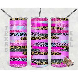 20 oz skinny tumbler pink leopard brush wrap tapered straight template digital download sublimation graphics instant dow