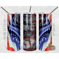 jesus tumbler png, american flag png, christian tumbler wrap, 20 oz skinny tumbler sublimation design, seamless pattern,