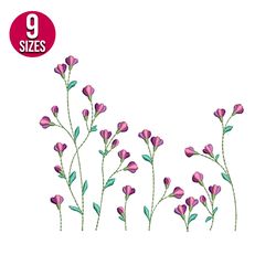 wildflowers embroidery design, machine embroidery pattern, instant download